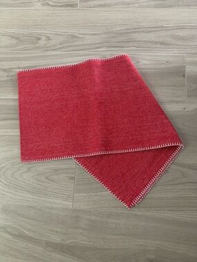 Red Woven Table Runner with Whipstitch Trim